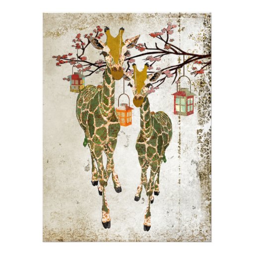 Convite da flor de cerejeira dos girafas do ouro &