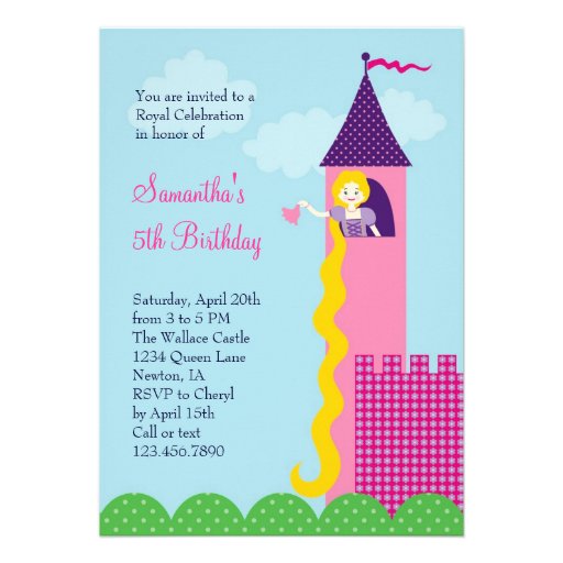 Convite de aniversário da princesa Rapunzel