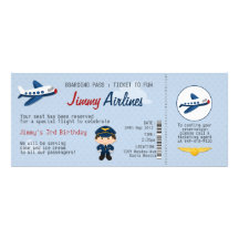 Convite de aniversário do bilhete de avião dos miú