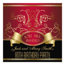 Convite de aniversário personalizado do 80