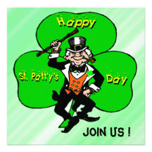 Convite de festas do trevo do Leprechaun