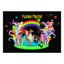 Convite de festas Funky da galinha