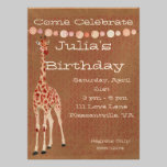 Convite do aniversário dos girafas da rosa vermelh convites