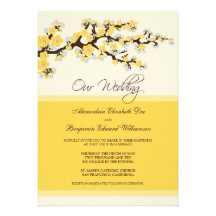 Convite do casamento da flor de cerejeira (amarelo