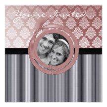 Convite do casamento do quadro da fita do damasco