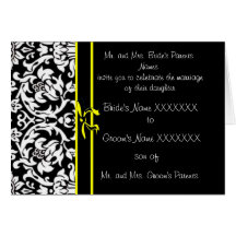 Convite do casamento tema damasco - - arco amarelo cartão