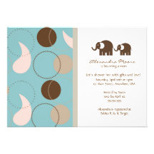 Convite do chá de fraldas de Paisley & de elefante