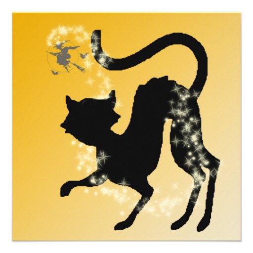 Convite do Dia das Bruxas do gato preto