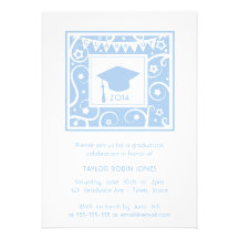 Convite elegante da graduação do chapéu azul Paste