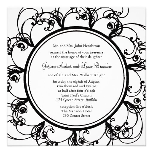 Convite floral extravagante do casamento (preto/br