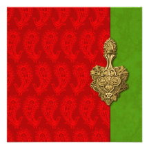 Convite indiano do casamento do pavão vermelho de 