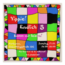 Convite multicolor de aniversário j