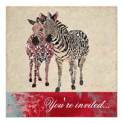 Convite ornamentado do marfim das zebras & do dama