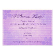 Convite roxo do aniversário do partido da princesa