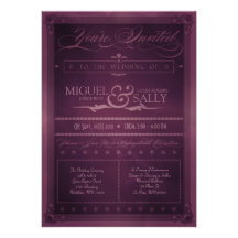 Convite roxo do casamento do estilo DIY do poster 