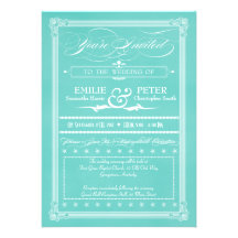 Convites azuis do casamento do estilo do poster do