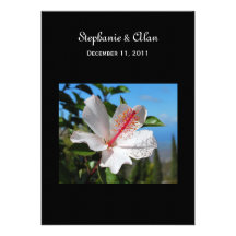 Convites brancos do casamento do hibiscus
