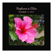 Convites cor-de-rosa do casamento do hibiscus