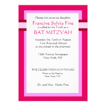 Convites cor-de-rosa feitos sob encomenda de Mitzv