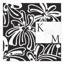 Convites de casamento elegantes florais preto e br