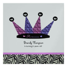 Convites de festas da princesa Coroa da zebra
