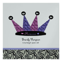 Convites de festas da princesa Coroa da zebra