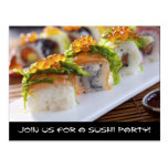 Convites de festas do sushi cartoes postais