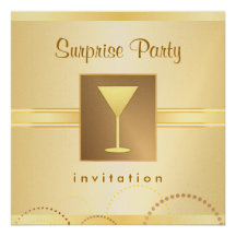 Convites de festas elegantes da surpresa - ouro me