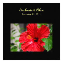 Convites vermelhos do casamento do hibiscus