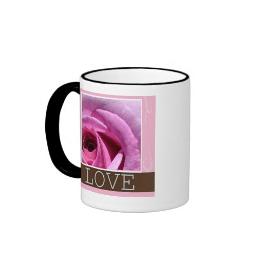 Copo de café cor-de-rosa do amor do chocolate caneca