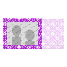 Cor damasco roxa com branco cartao com fotos personalizado