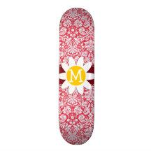 Cor damasco vermelha; Margarida Skate Personalizado