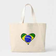 Coração brasileiro do amor da bandeira de Brasil d Bolsas De Lona