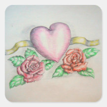 coração com rosas adesivos