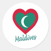 Coração da bandeira de Maldives Adesivos Redondos
