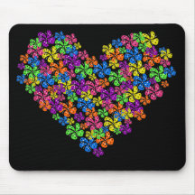 Coração de néon da flor mousepad
