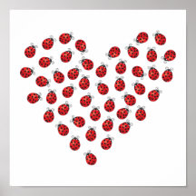 Coração do amor do joaninha impressão