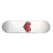 Coração do azul do recem casados skates personalizados