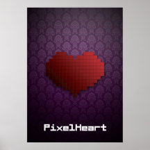 Coração do pixel elegante pôsteres