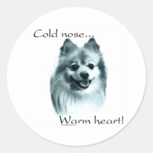 Coração morno do nariz frio de Pomeranian - etique Adesivos Em Formato Redondos