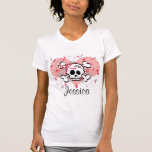 Coração personalizado do arco do rosa do t-shirt d