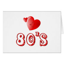 corações do anos 80 cartao
