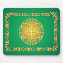 Corações verdes celtas e fish.ai mousepad