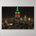 Cores do Natal do Empire State Building na noite 0 Pôsteres