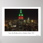 Cores do Natal do Empire State Building na noite 0 Pôsteres
