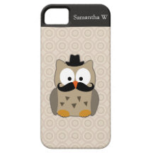 Coruja com bigode e chapéu capas de iPhone 5 Case-Mate