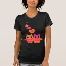 Corujas doces do amor camisetas
