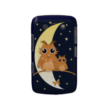Corujas, luar e estrelas, desenhos animados capa blackberry Case-Mate