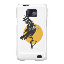 Corvo que empoleira-se no ramo retro capas para galaxy s2
