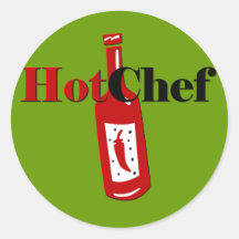 Cozinheiro chefe quente adesivos em formato redondos